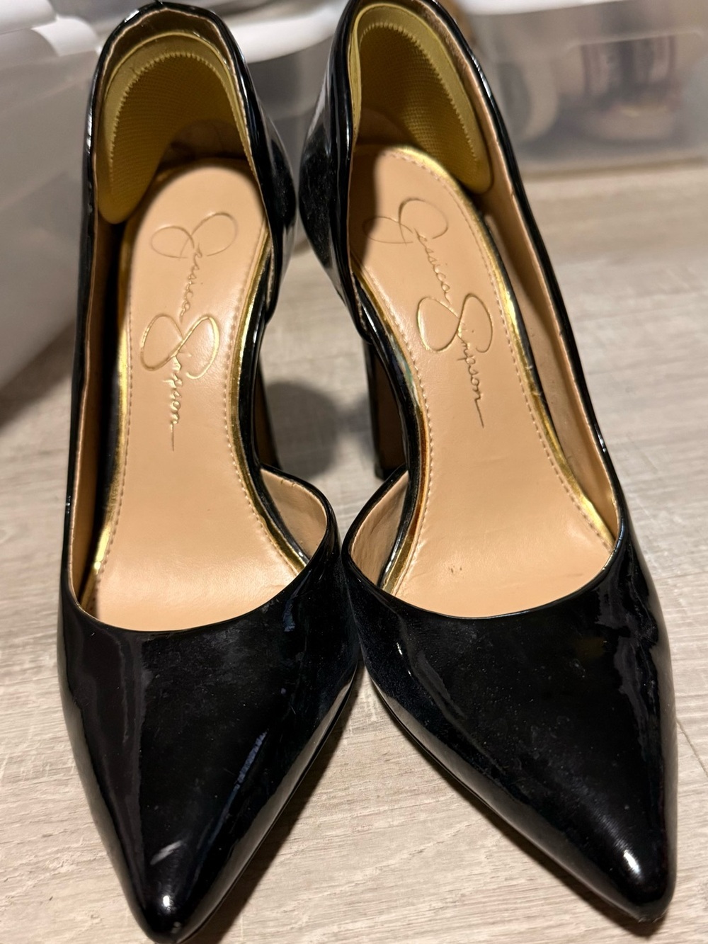 Jessica Simpson Black Patent Pointed-Toe High Heels